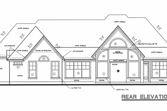 Exterior - Rear Elevation for Traditional House Plan #20-684 - 4 bed, 3 bath