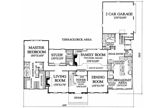Floor Plan - Main Floor for Colonial House Plan #137-112 - 4 bed, 4 bath