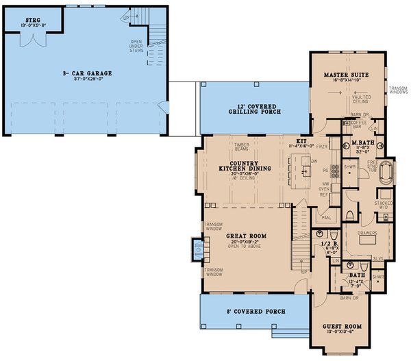 House Blueprint - Farmhouse Floor Plan - Main Floor Plan #923-273