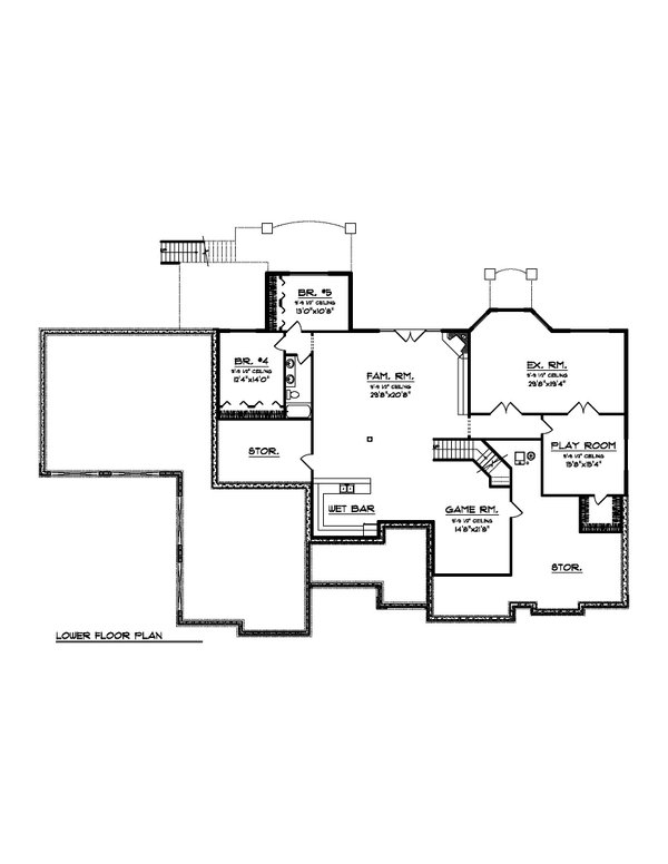 Dream House Plan - Ranch Floor Plan - Lower Floor Plan #70-1553