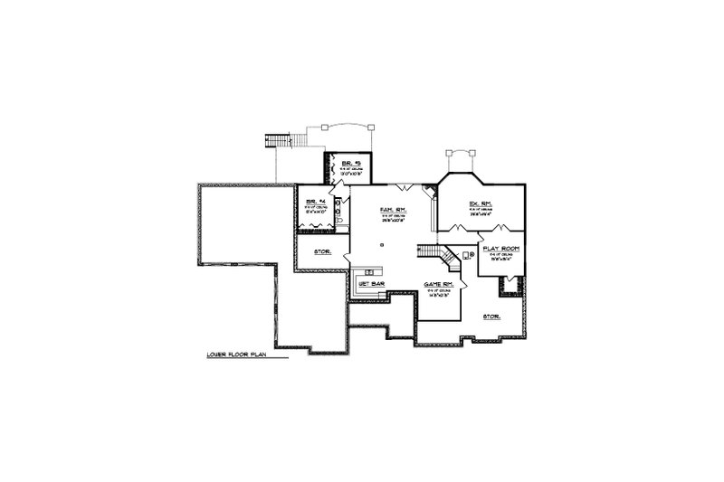 Home Plan - Floor Plan - Lower Floor for Cottage House Plan #70-1553 - 5 bed, 4.5 bath