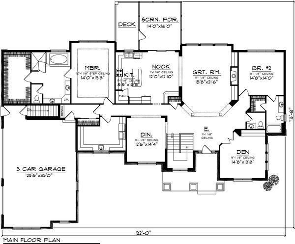 House Plan Design - Ranch Floor Plan - Main Floor Plan #70-1036