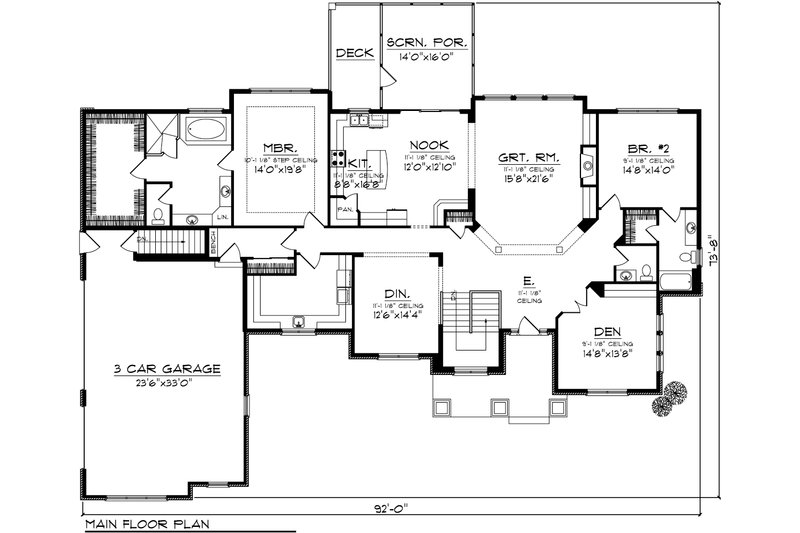 Dream House Plan - Floor Plan - Main Floor for Ranch House Plan #70-1036 - 2 bed, 2.5 bath