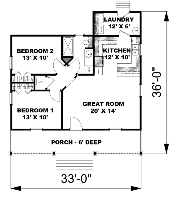 Architectural House Design - Cottage Floor Plan - Main Floor Plan #44-130