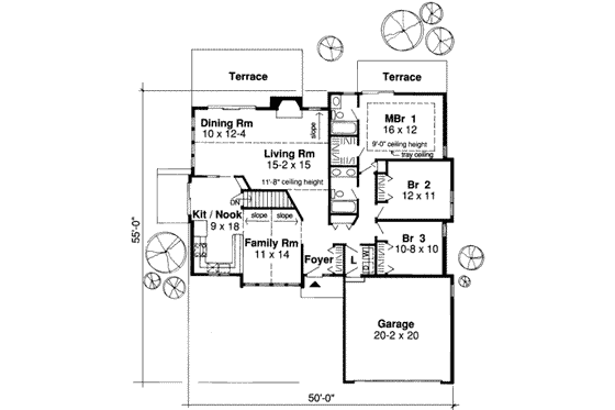 Floor Plan - Main Floor for Traditional House Plan #312-337 - 3 bed, 2 bath