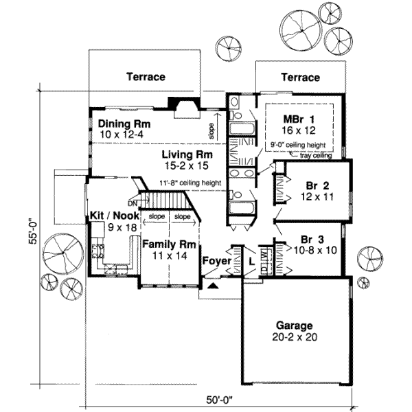Floor Plan - Main Floor for Traditional House Plan #312-337 - 3 bed, 2 bath
