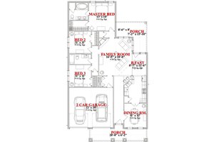 Floor Plan - Main Floor for Craftsman House Plan #63-276 - 3 bed, 2 bath