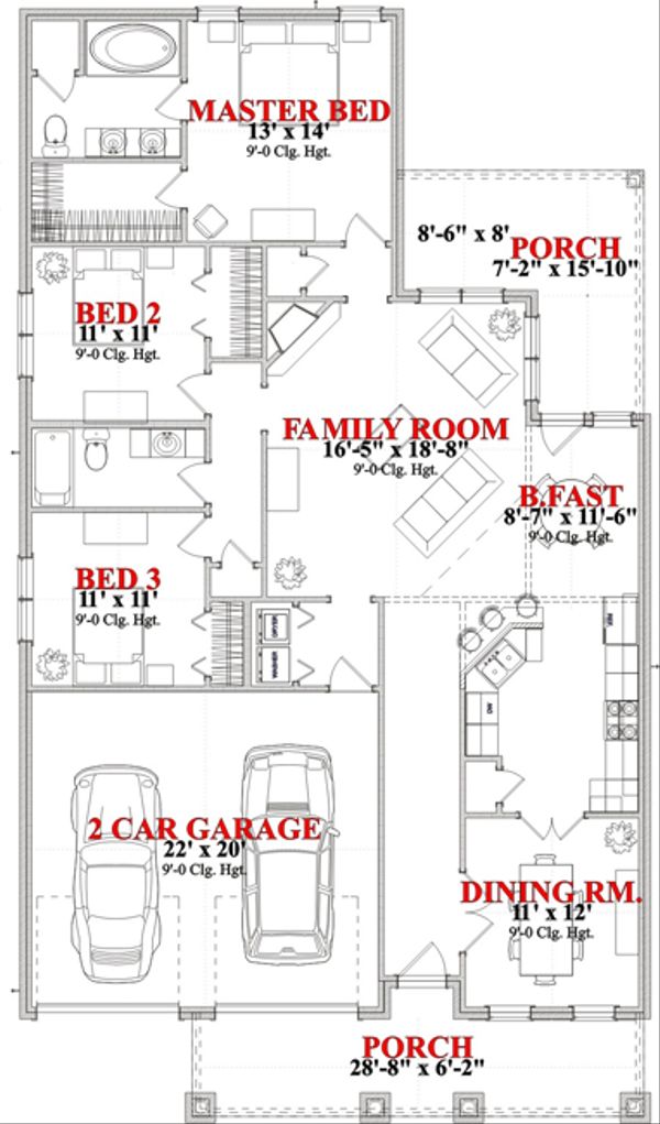 Craftsman Floor Plan - Main Floor Plan #63-276