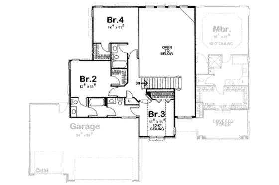 Floor Plan - Upper Floor for Bungalow House Plan #20-1759 - 4 bed, 4 bath