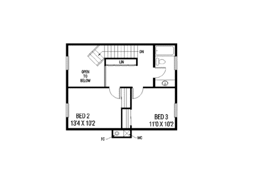 Floor Plan - Upper Floor for Farmhouse House Plan #60-120 - 4 bed, 2.5 bath