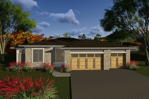 Ranch Exterior - Front Elevation Plan #70-1266