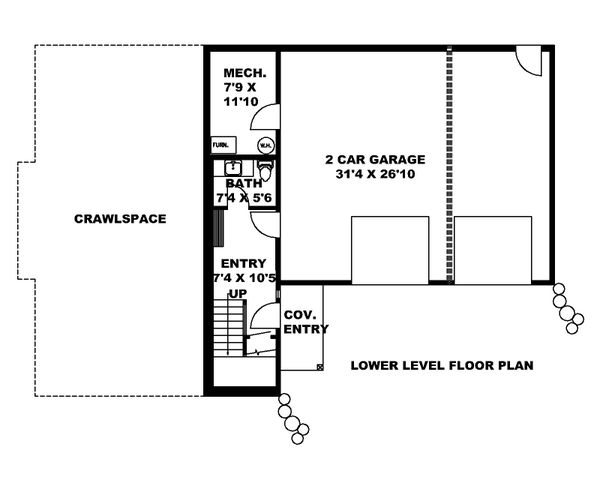House Plan Design - Craftsman Floor Plan - Lower Floor Plan #117-898