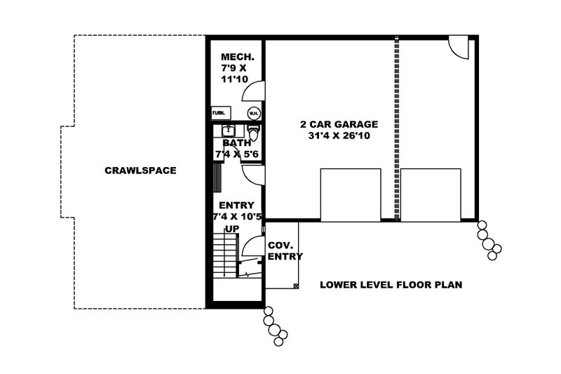 Dream House Plan - Floor Plan - Lower Floor for Craftsman House Plan #117-898 - 3 bed, 2.5 bath