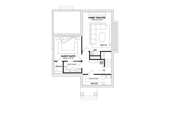 Floor Plan - Lower Floor for Classical House Plan #23-2813 - 4 bed, 3.5 bath