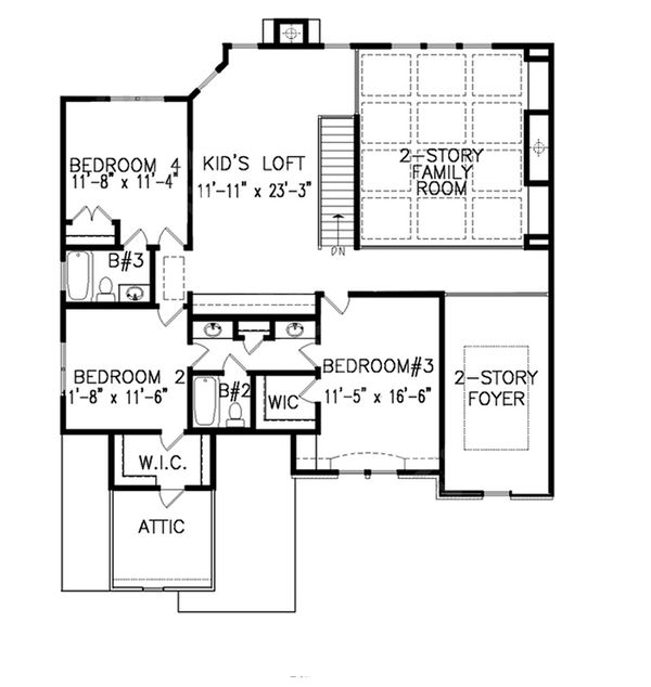 Dream House Plan - Traditional Floor Plan - Upper Floor Plan #54-409