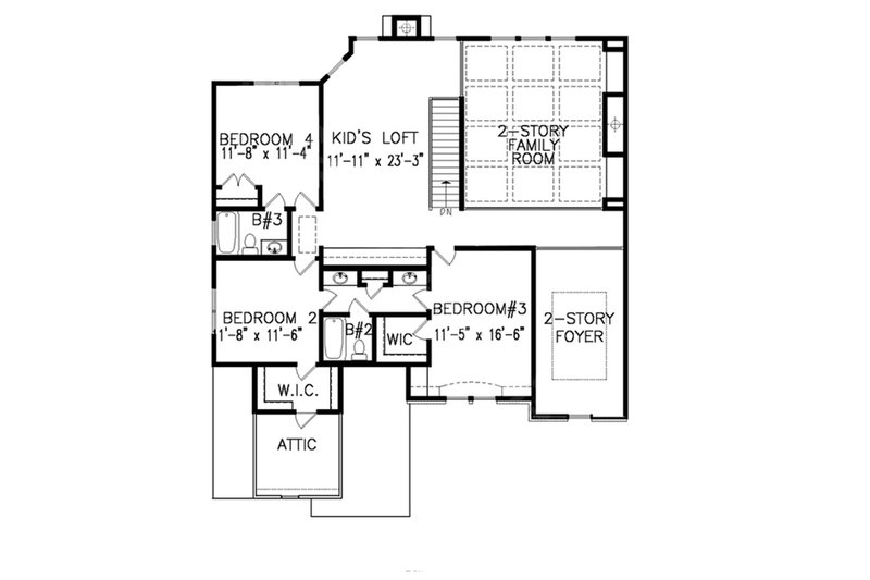 House Blueprint - Floor Plan - Upper Floor for Traditional House Plan #54-409 - 4 bed, 3.5 bath