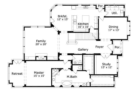 Floor Plan - Main Floor for European House Plan #411-196 - 5 bed, 3 bath