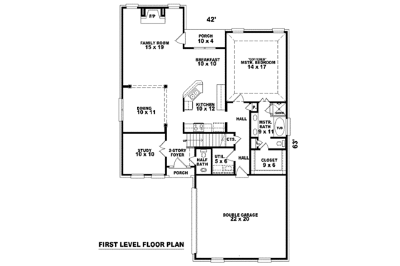 Floor Plan - Main Floor for European House Plan #81-788 - 3 bed, 2.5 bath