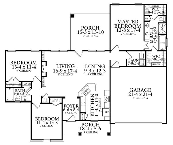 House Plan Design - Cottage Floor Plan - Main Floor Plan #406-9661