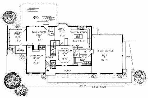 Floor Plan - Main Floor for Country House Plan #312-176 - 4 bed, 2.5 bath