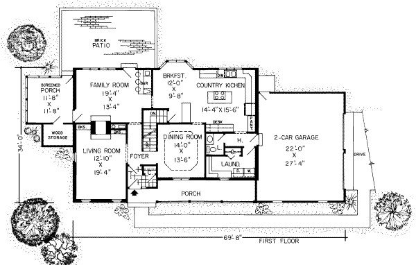 Country Floor Plan - Main Floor Plan #312-176