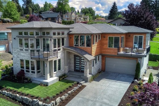 Exterior - Front Elevation 3 for Modern House Plan #1066-2 - 4 bed, 3.5 bath