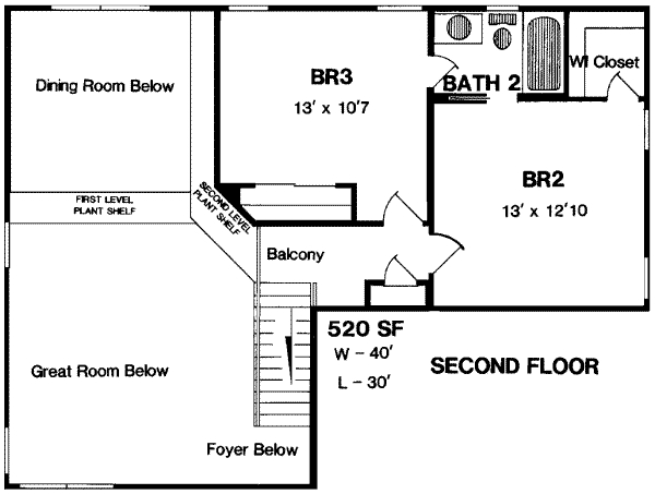 Traditional Floor Plan - Upper Floor Plan #316-105