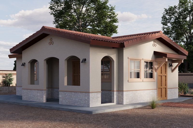 Adobe / Southwestern Style House Plan - 1 Beds 1 Baths 495 Sq/Ft Plan #1106-189 Exterior