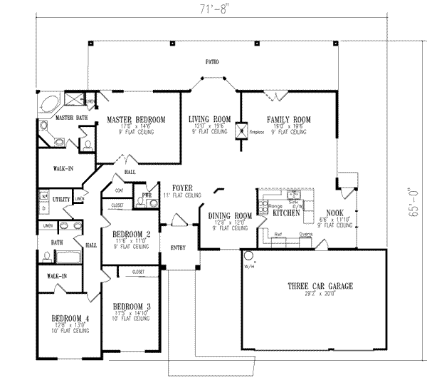Adobe / Southwestern Style House Plan 4 Beds 2.5 Baths