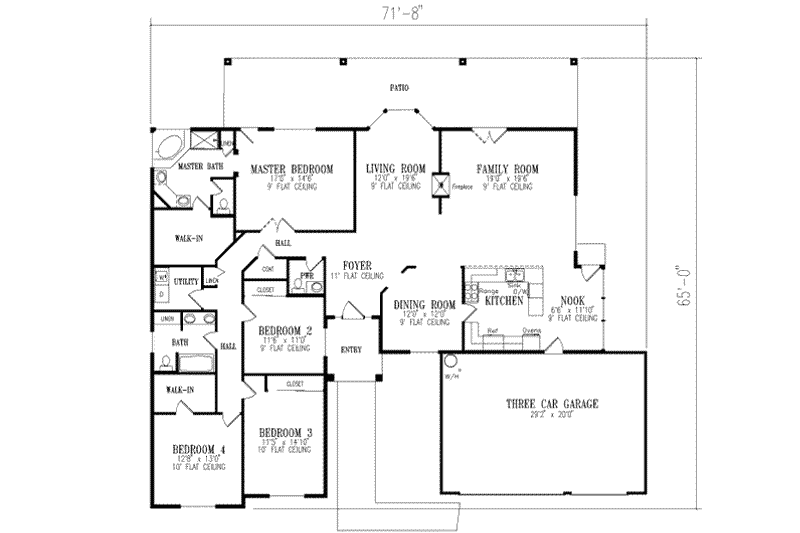 House Plan Design - Floor Plan - Main Floor for Adobe / Southwestern House Plan #1-627 - 4 bed, 2.5 bath