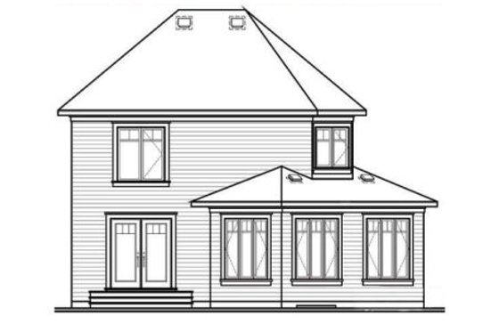 Exterior - Rear Elevation for Traditional House Plan #23-340 - 3 bed, 2 bath