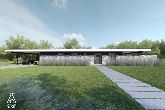 Exterior - Front Elevation 4 for Modern House Plan #552-7 - 3 bed, 2 bath