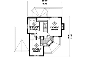 Floor Plan - Upper Floor for Victorian House Plan #25-4763 - 3 bed, 1.5 bath