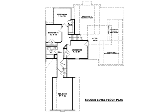 Floor Plan - Upper Floor for European House Plan #81-991 - 4 bed, 2.5 bath