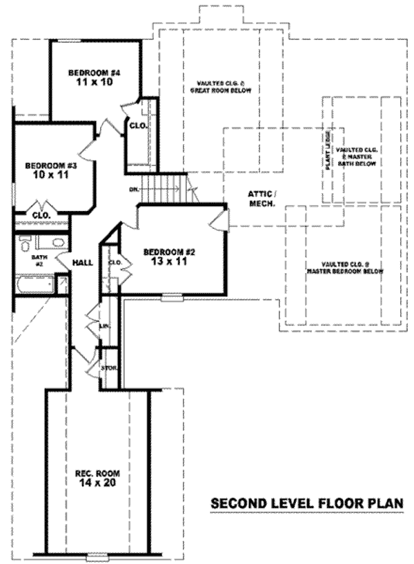 Floor Plan - Upper Floor for European House Plan #81-991 - 4 bed, 2.5 bath