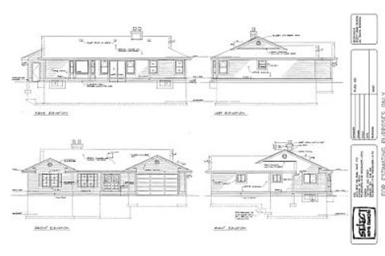 Exterior - Rear Elevation for Ranch House Plan #47-208 - 3 bed, 2.5 bath