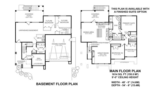 House Blueprint - Floor Plan - Main Floor for Prairie House Plan #1100-142 - 3 bed, 2 bath