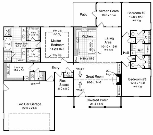 Architectural House Design - Country Floor Plan - Main Floor Plan #21-149