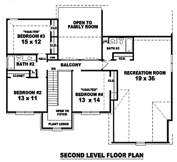 Floor Plan - Upper Floor for Traditional House Plan #81-13739 - 4 bed, 3.5 bath