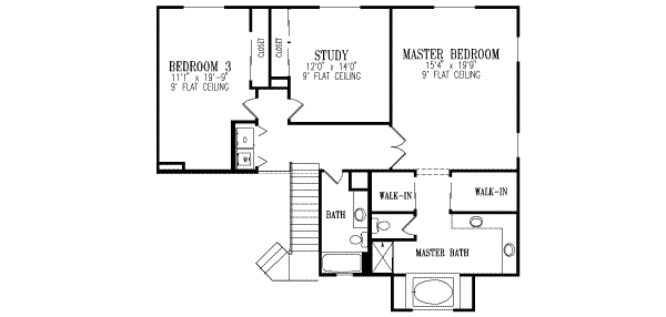 Traditional Floor Plan - Upper Floor Plan #1-616