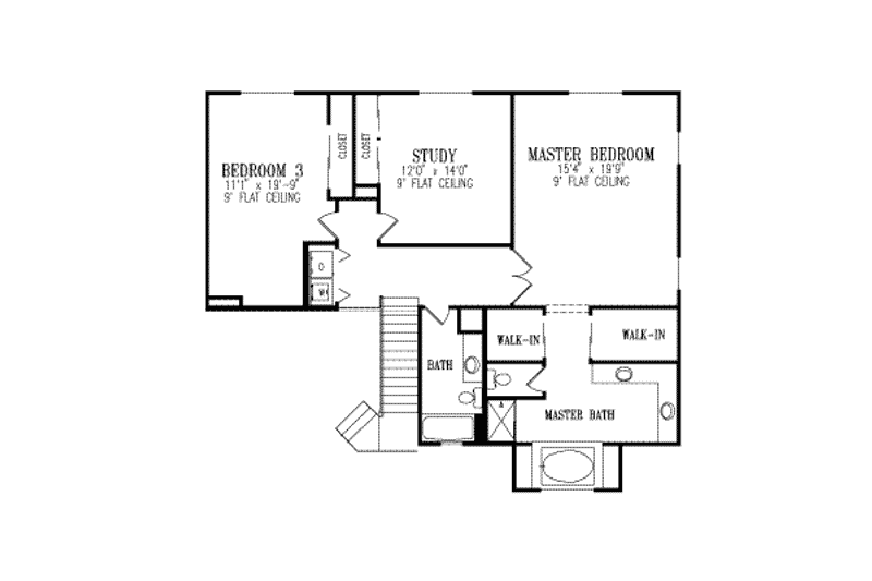 Home Plan - Floor Plan - Upper Floor for Traditional House Plan #1-616 - 3 bed, 3 bath