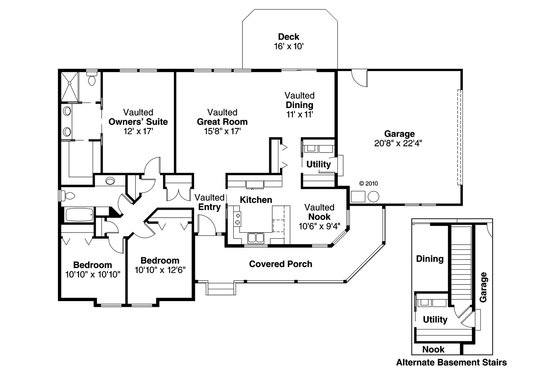 Floor Plan - Main Floor for Traditional House Plan #124-480 - 3 bed, 2 bath