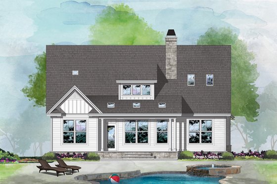 Exterior - Rear Elevation 1 for Farmhouse House Plan #929-1124 - 3 bed, 2.5 bath