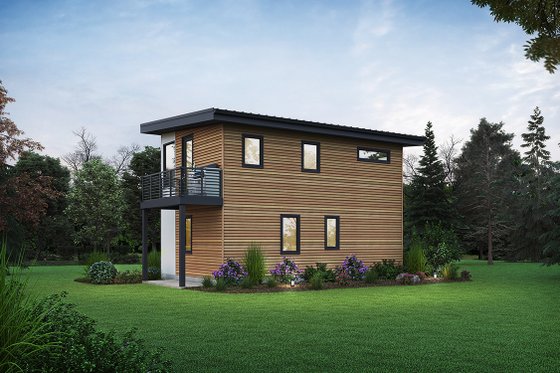 Exterior - Rear Elevation for Contemporary House Plan #48-1076 - 2 bed, 2 bath