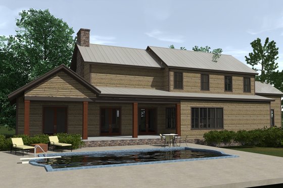 Exterior - Rear Elevation for Craftsman House Plan #1071-23 - 4 bed, 3 bath