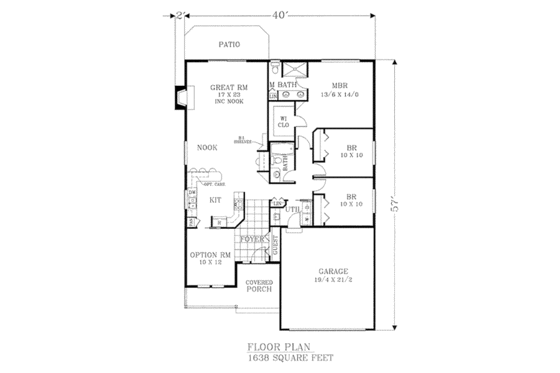 Floor Plan - Main Floor for Traditional House Plan #53-149 - 4 bed, 2 bath