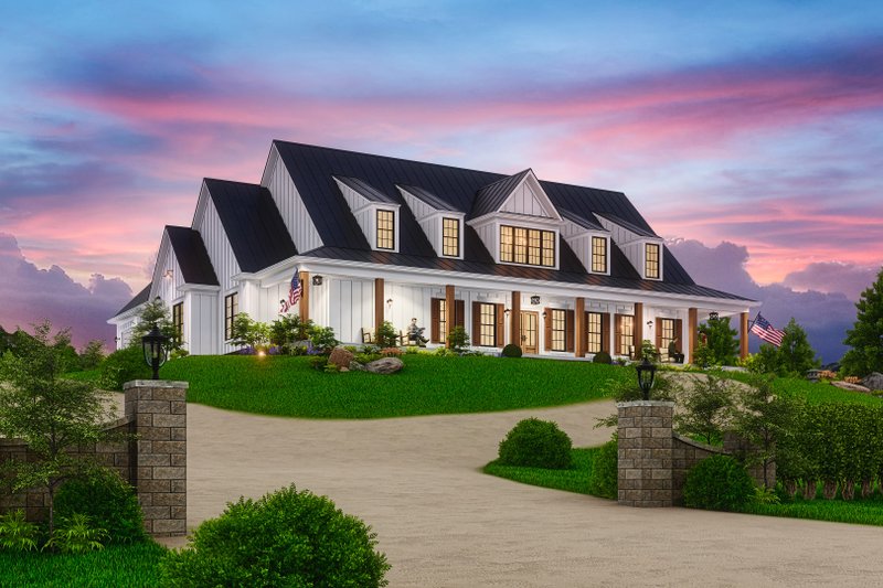 House Blueprint - Exterior - Front Elevation 3 for Farmhouse House Plan #54-587 - 3 bed, 3.5 bath