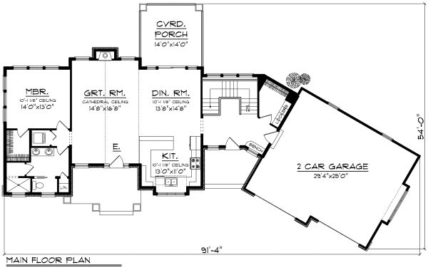 Architectural House Design - Ranch Floor Plan - Main Floor Plan #70-1173