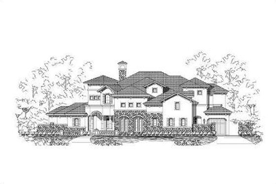 Exterior - Front Elevation for European House Plan #411-264 - 5 bed, 4.5 bath