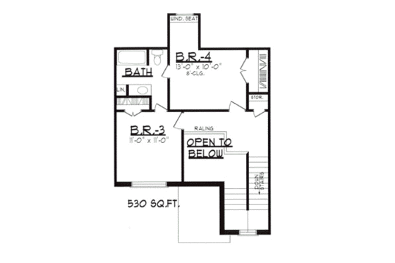 Floor Plan - Upper Floor for Traditional House Plan #62-112 - 4 bed, 3 bath